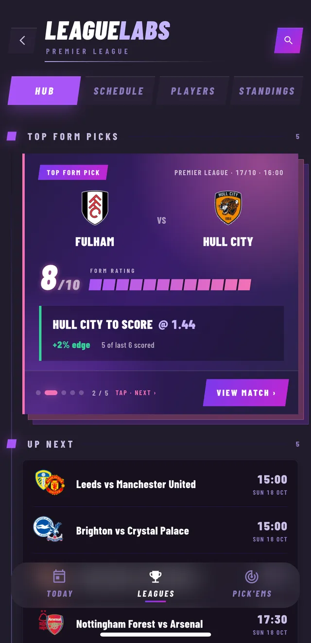 StatLabs Premier League-hub: Top Form Picks och kommande matcher